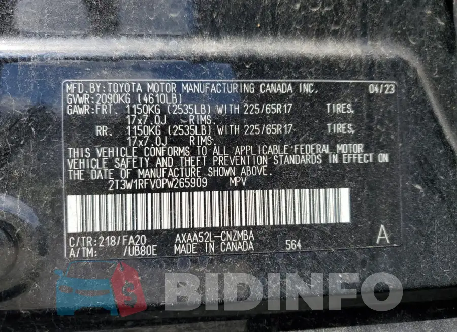 2T3W1RFV0PW265909 Photo# 14