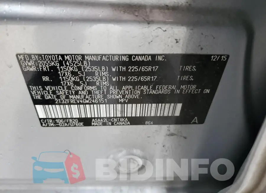 2T3ZFREV4GW246151 Photo# 13