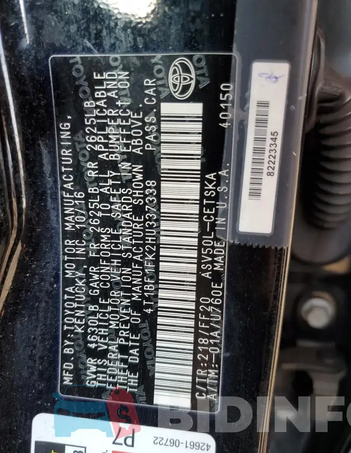4T1BF1FK2HU337338 Photo# 12