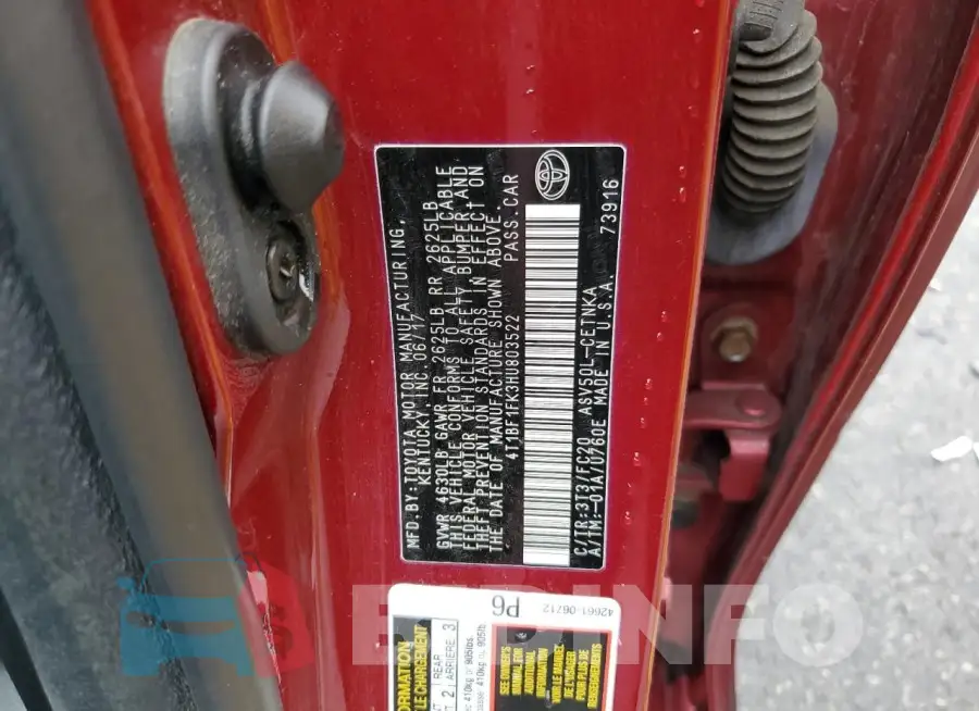 4T1BF1FK3HU803522 Photo# 12