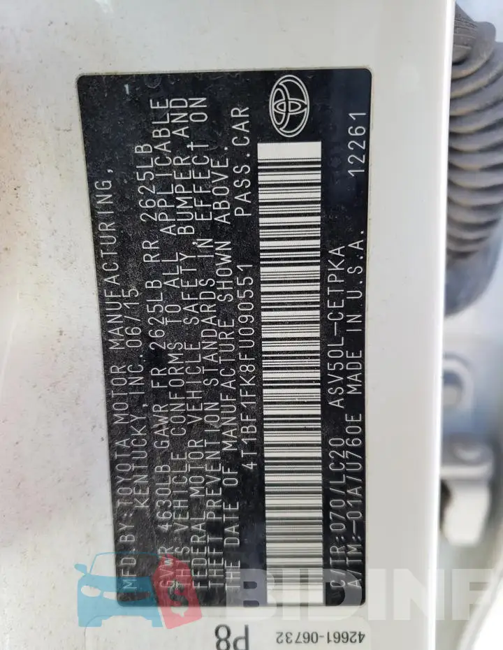 4T1BF1FK8FU090551 Photo# 12