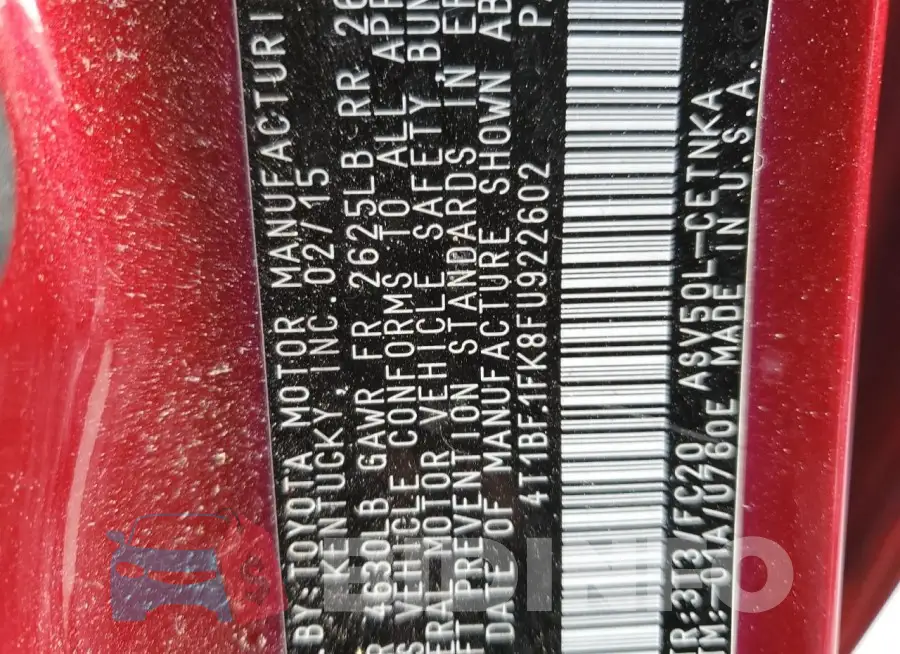 4T1BF1FK8FU922602 Photo# 12