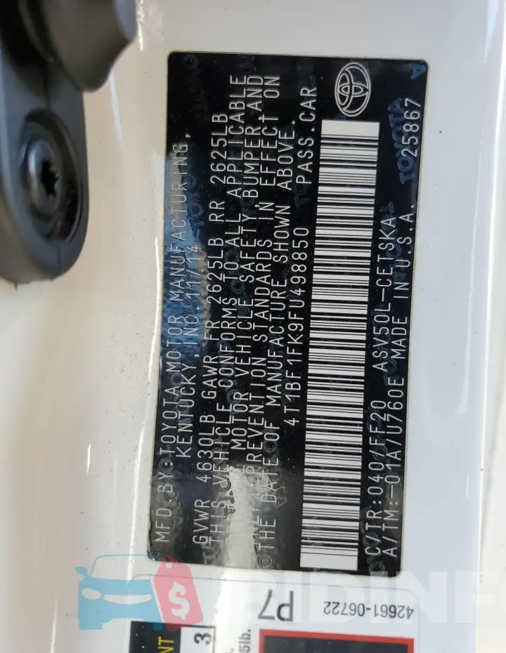 4T1BF1FK9FU498850 Photo# 12