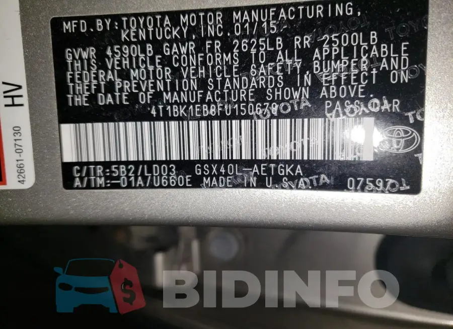4T1BK1EB8FU150678 Photo# 13