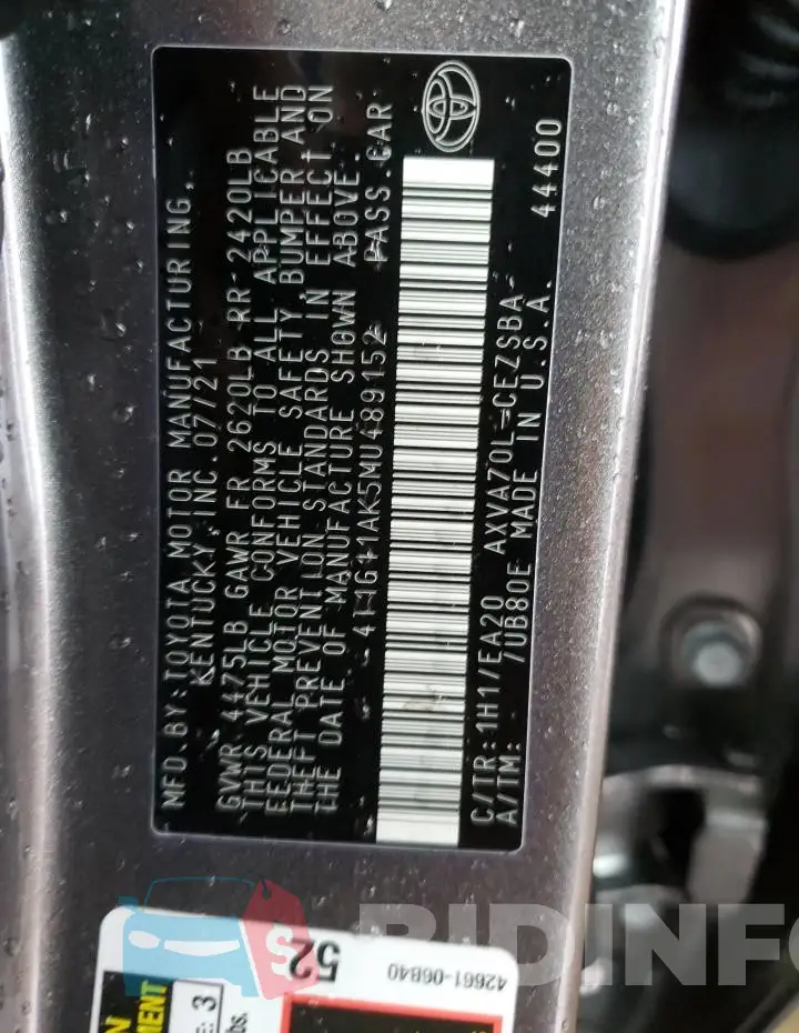 4T1G11AK5MU489152 Photo# 12
