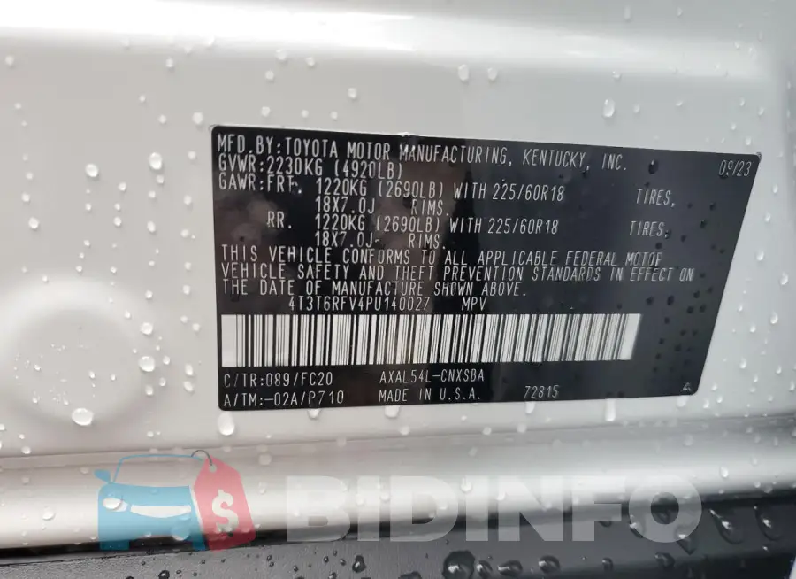 4T3T6RFV4PU140027 Photo# 12