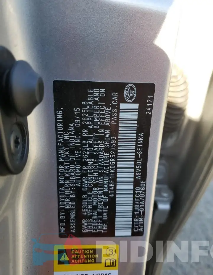 4T4BF1FK0GR523593 Photo# 12