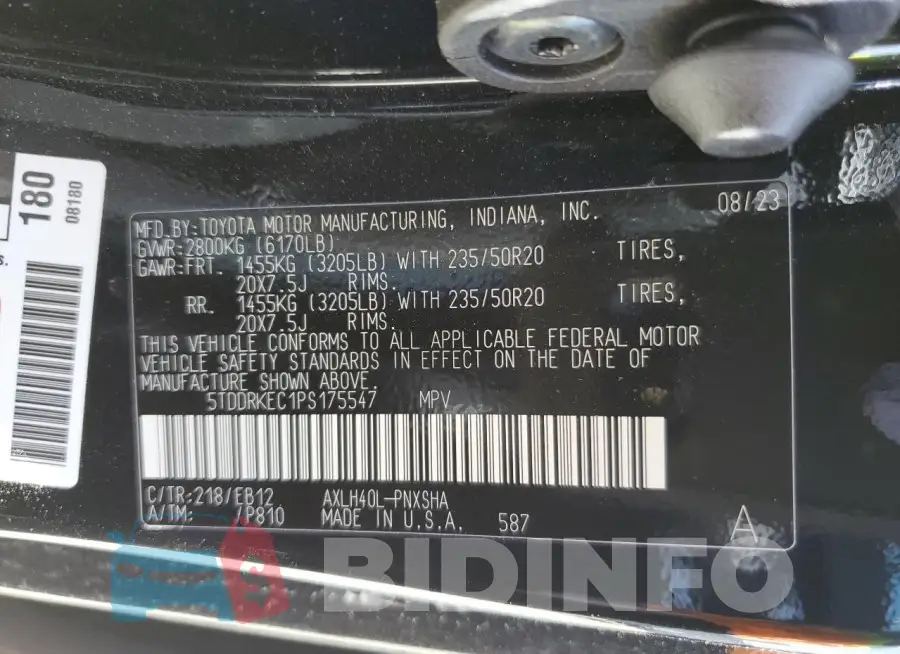 5TDDRKEC1PS175547 Photo# 14