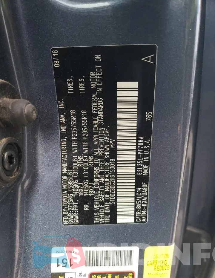 5TDDZ3DC2HS150018 Photo# 13