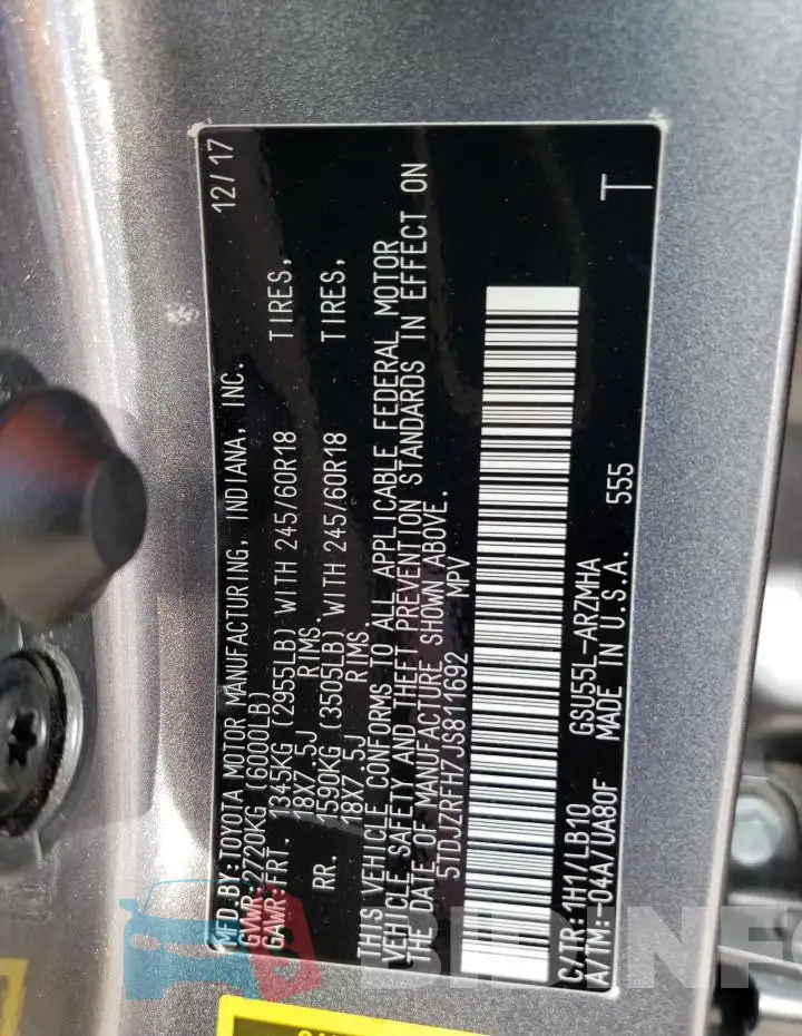 5TDJZRFH7JS811692 Photo# 13