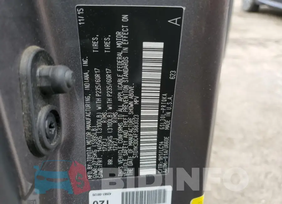 5TDYK3DC4FS683023 Photo# 13
