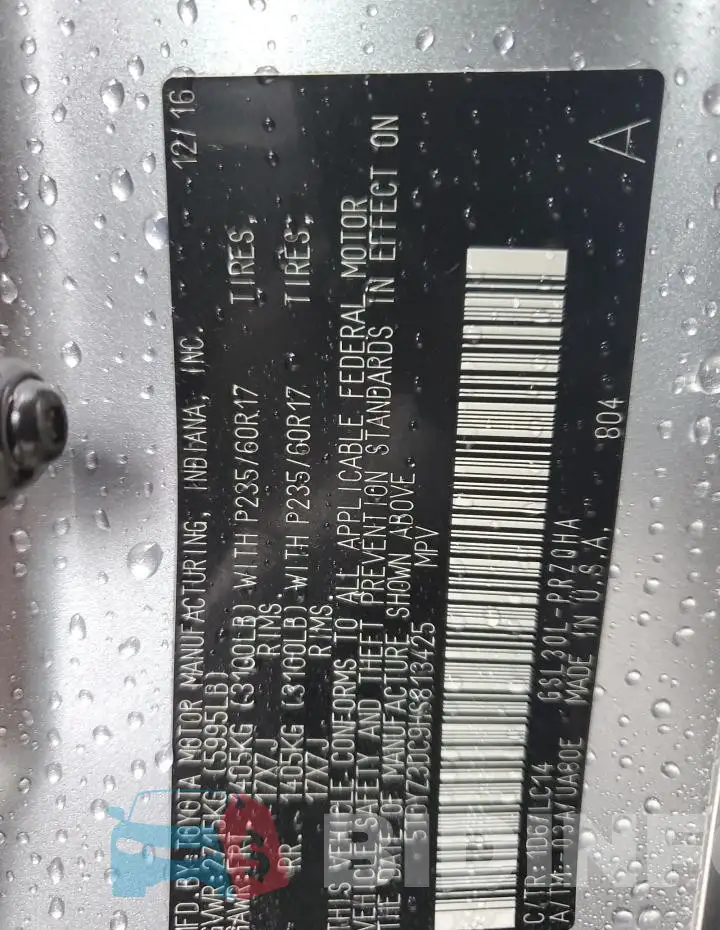5TDYZ3DC9HS813425 Photo# 13