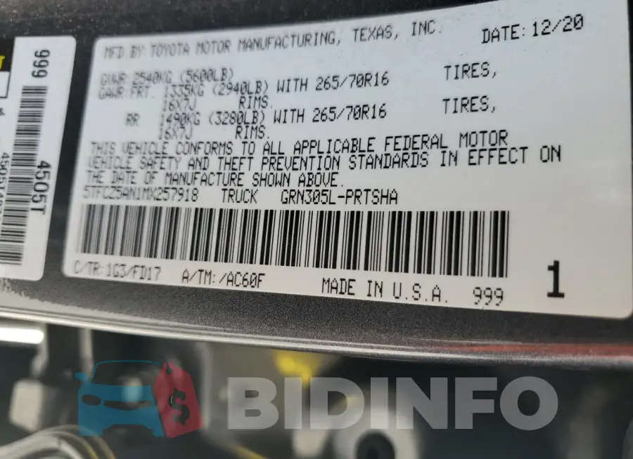 5TFCZ5AN1MX257918 Photo# 12