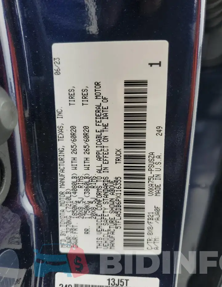 5TFLA5DB6PX116355 Photo# 12