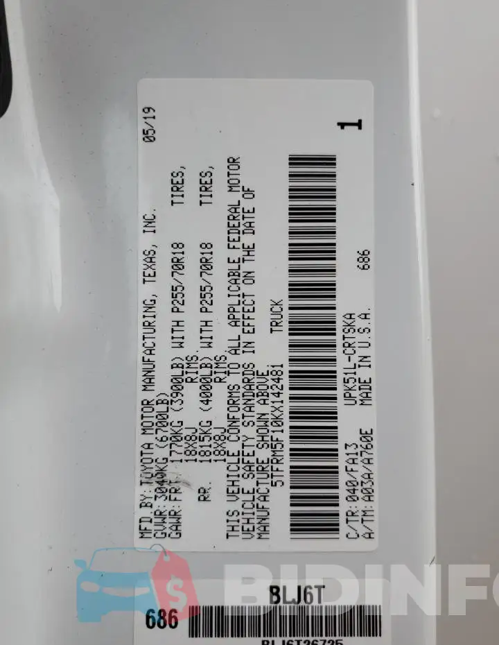 5TFRM5F10KX142481 Photo# 13