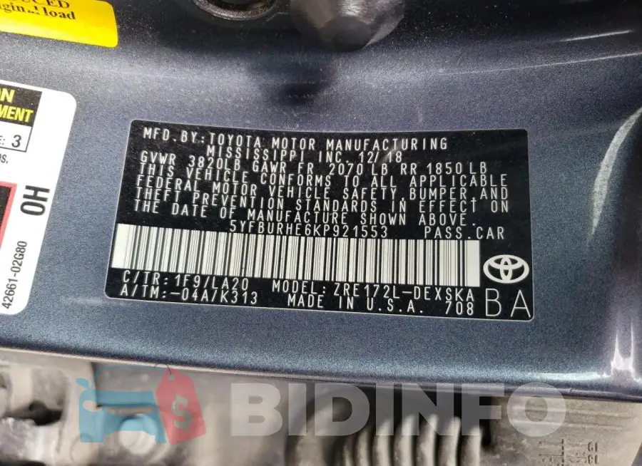5YFBURHE6KP921553 Photo# 12