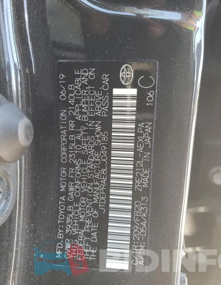 JTDEPRAE8LJ049185 Photo# 12