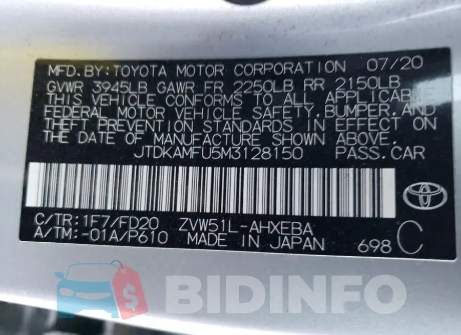 JTDKAMFU5M3128150 Photo# 13