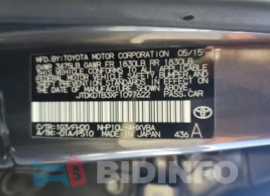 JTDKDTB3XF1097622 Photo# 12