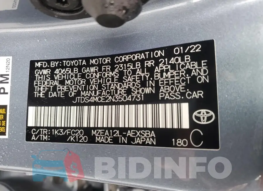 JTDS4MCE2N3504731 Photo# 12