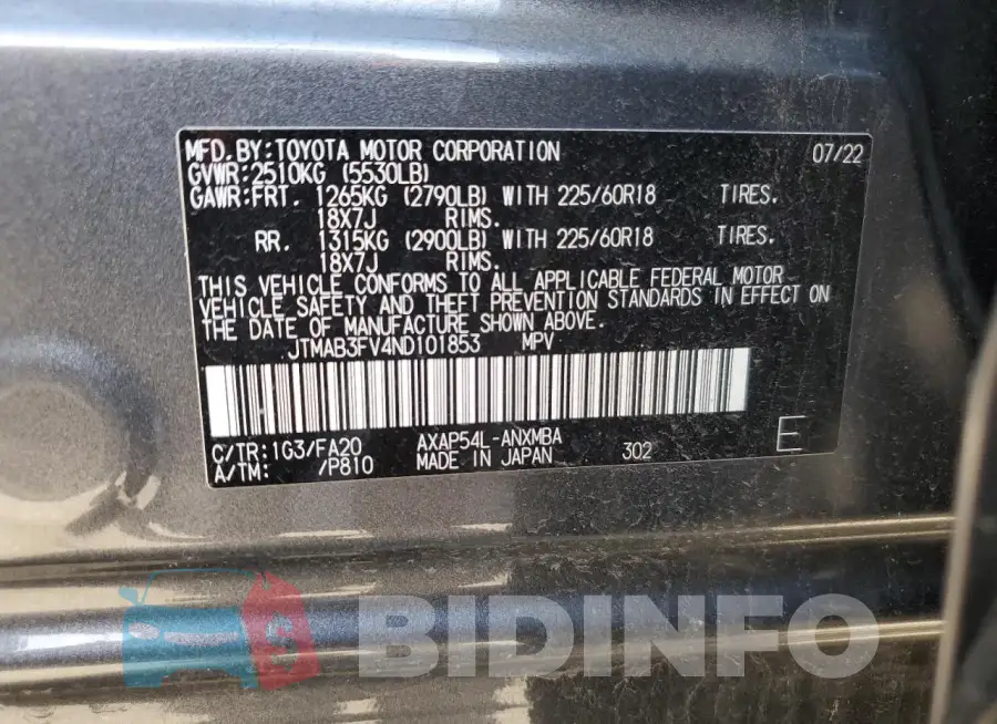 JTMAB3FV4ND101853 Photo# 14