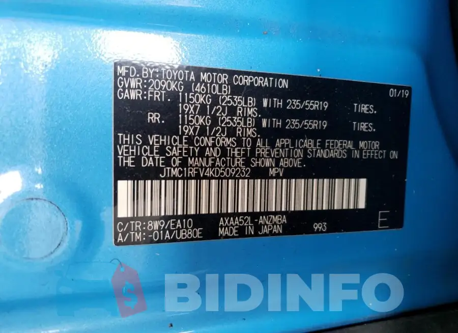 JTMC1RFV4KD509232 Photo# 13