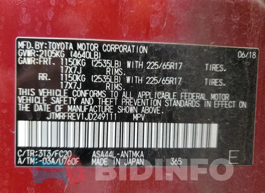 JTMRFREV1JD249111 Photo# 14