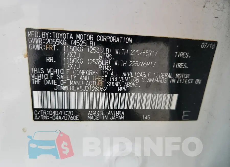 JTMWFREV8JD128062 Photo# 12