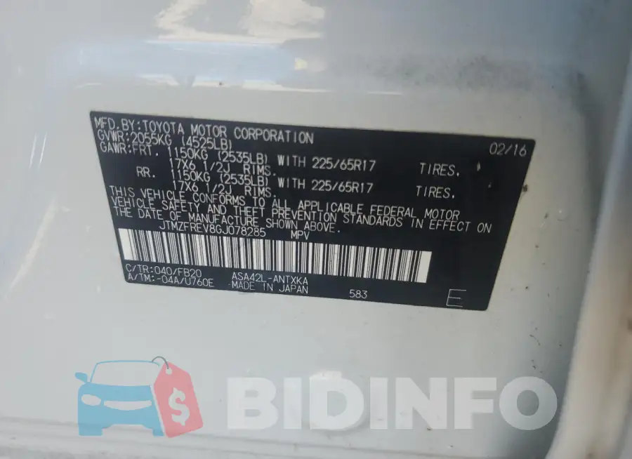 JTMZFREV8GJ078285 Photo# 13