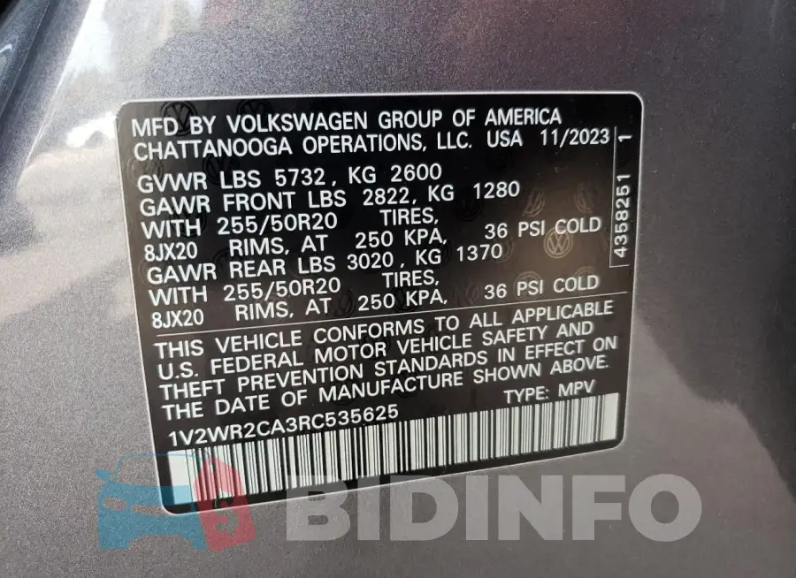 1V2WR2CA3RC535625 Photo# 13