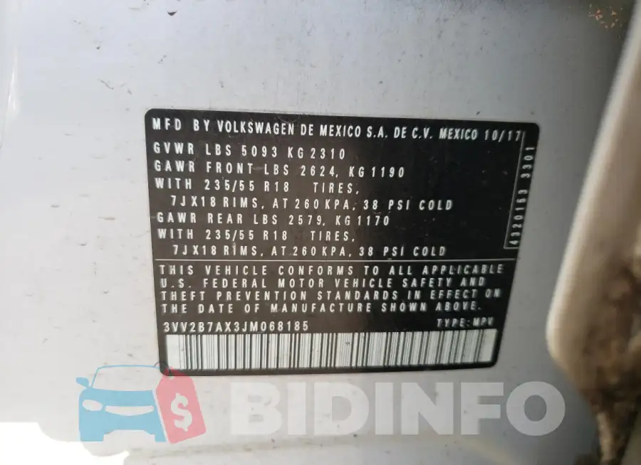 3VV2B7AX3JM068185 Photo# 13
