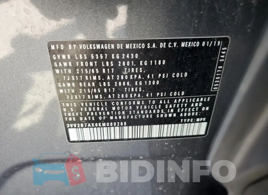 3VV2B7AX6KM089288 Photo# 13