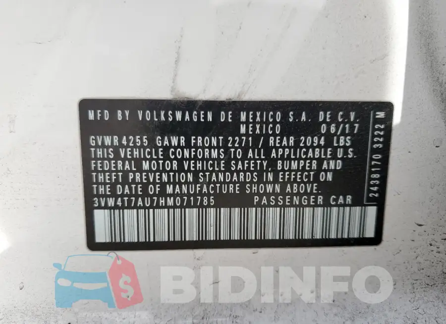 3VW4T7AU7HM071785 Photo# 12