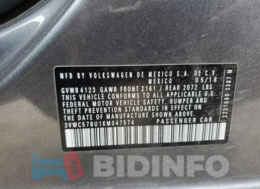3VWC57BU1KM047574 Photo# 12
