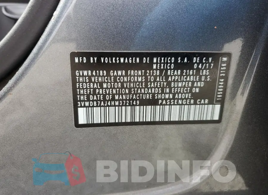 3VWDB7AJ4HM372149 Photo# 12