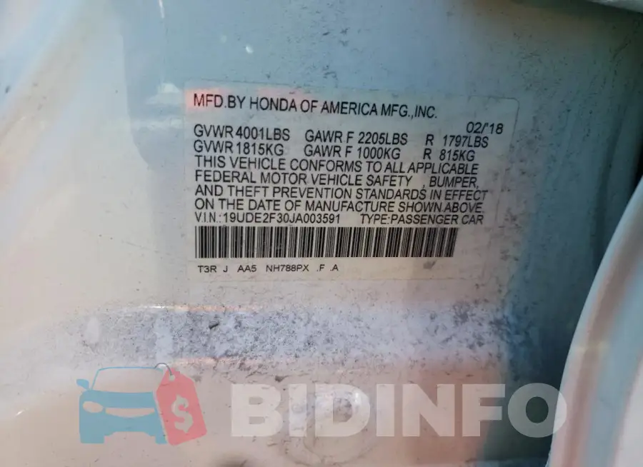 19UDE2F30JA003591 Photo# 10