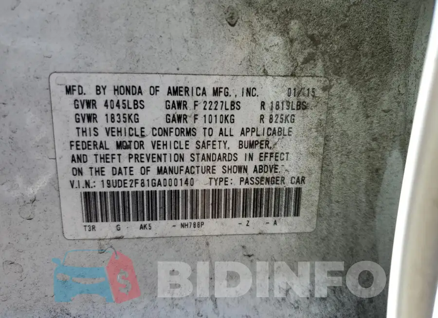 19UDE2F81GA000140 Photo# 12