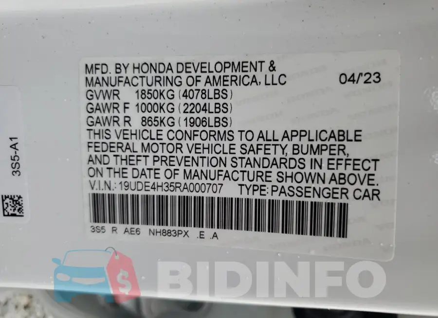 19UDE4H35RA000707 Photo# 13