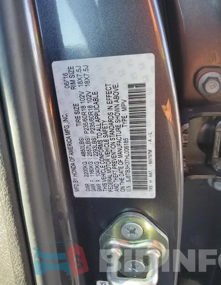 5J8TB3H37HL006185 Photo# 13