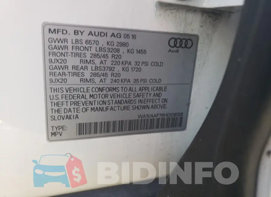 WA1VAAF76HD018126 Photo# 13