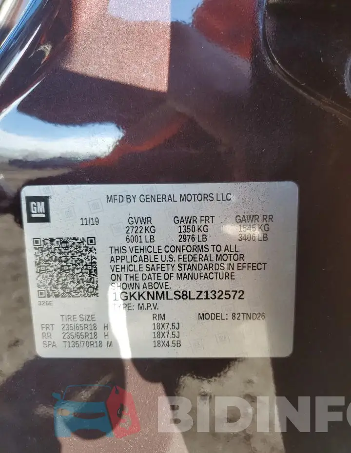 1GKKNMLS8LZ132572 Photo# 13