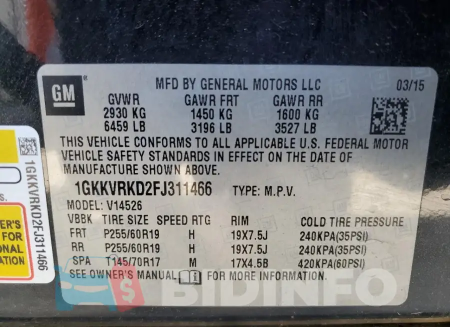 1GKKVRKD2FJ311466 Photo# 13
