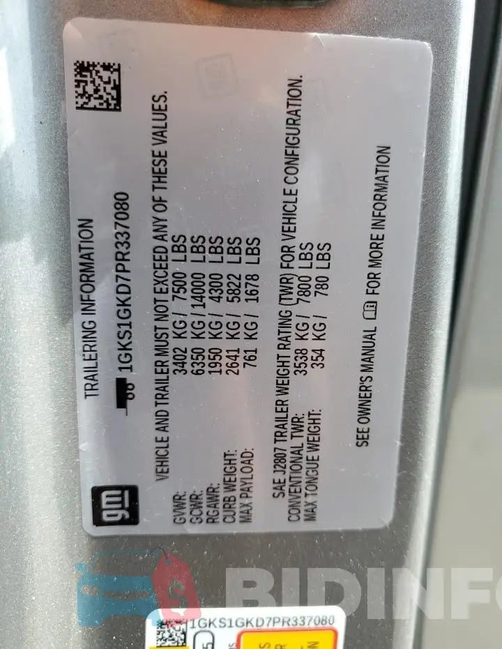 1GKS1GKD7PR337080 Photo# 14