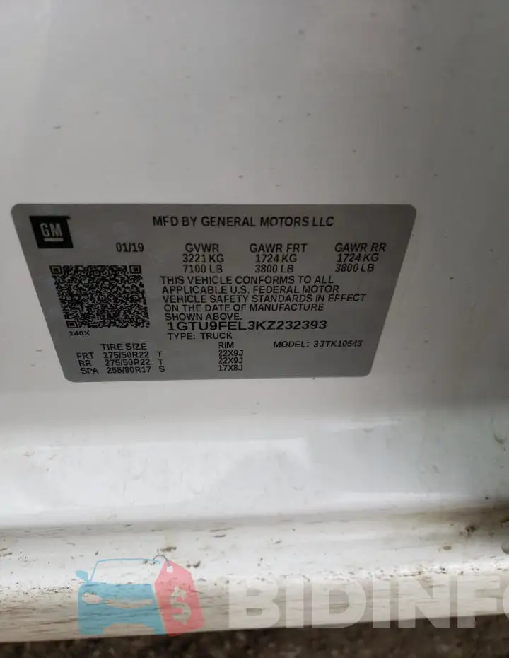 1GTU9FEL3KZ232393 Photo# 12