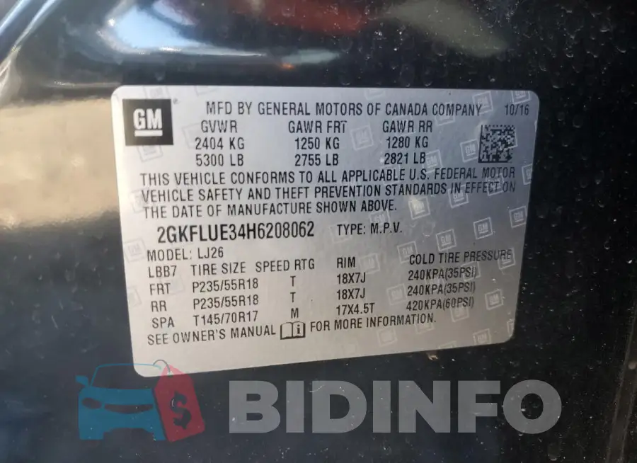 2GKFLUE34H6208062 Photo# 13