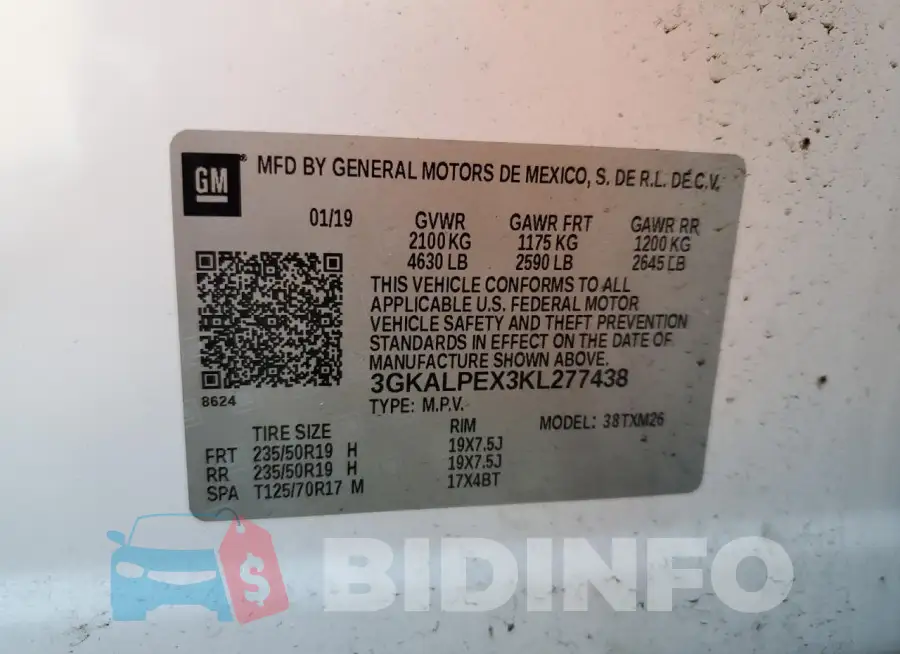 3GKALPEX3KL277438 Photo# 12
