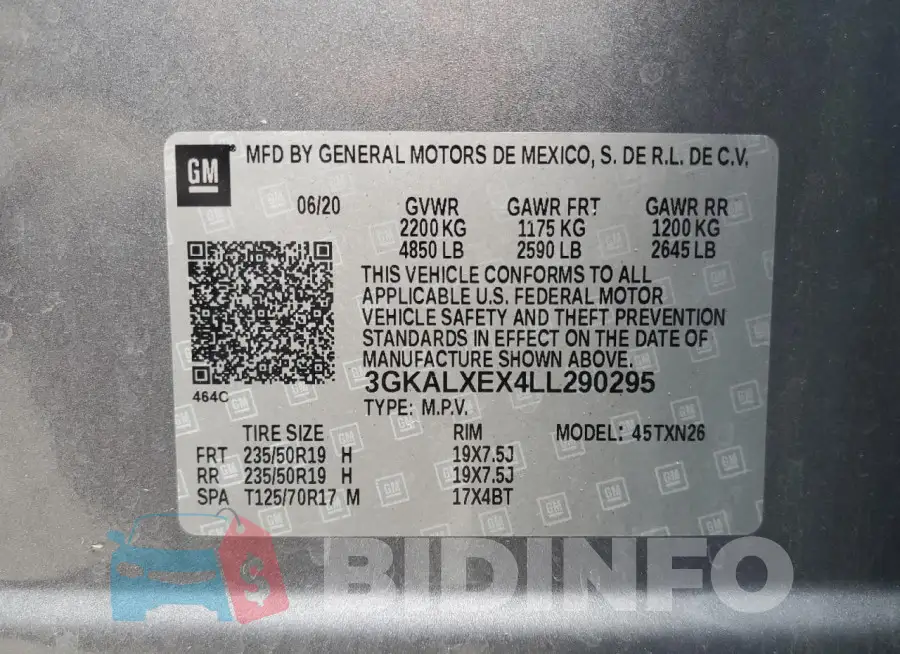 3GKALXEX4LL290295 Photo# 13