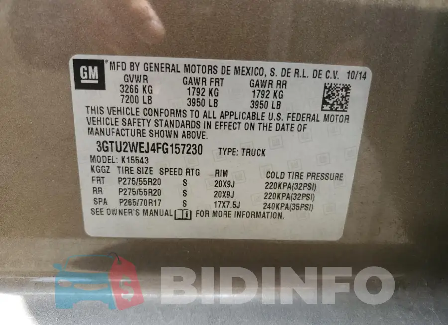 3GTU2WEJ4FG157230 Photo# 13