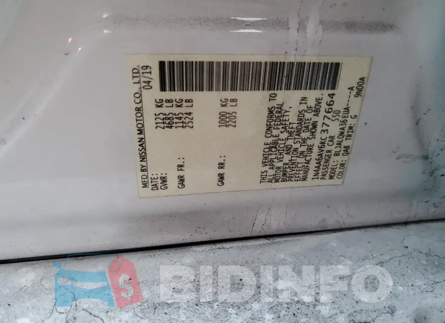 1N4AA6AV6KC377664 Photo# 13