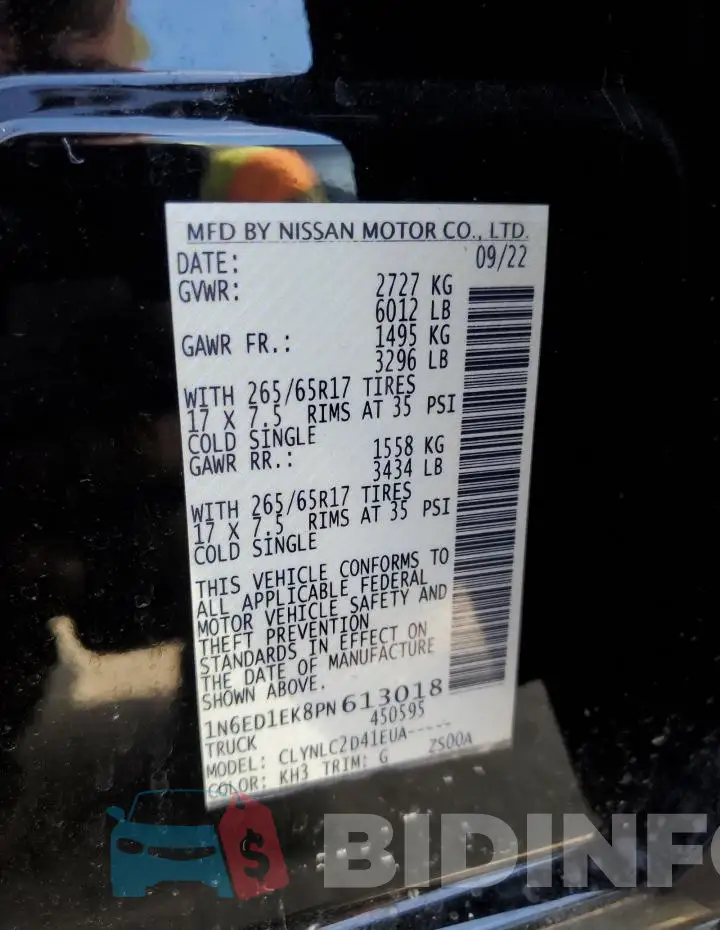 1N6ED1EK8PN613018 Photo# 12